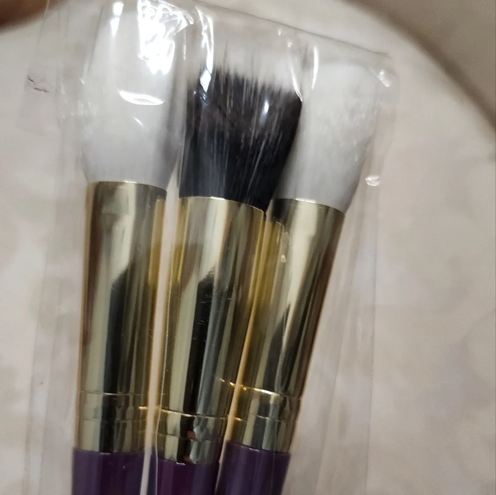 ACE BEAUTÉ 3PC MAKEUP BRUSH SET PURPLE GOLD PROFESSIONAL NEW SEALED